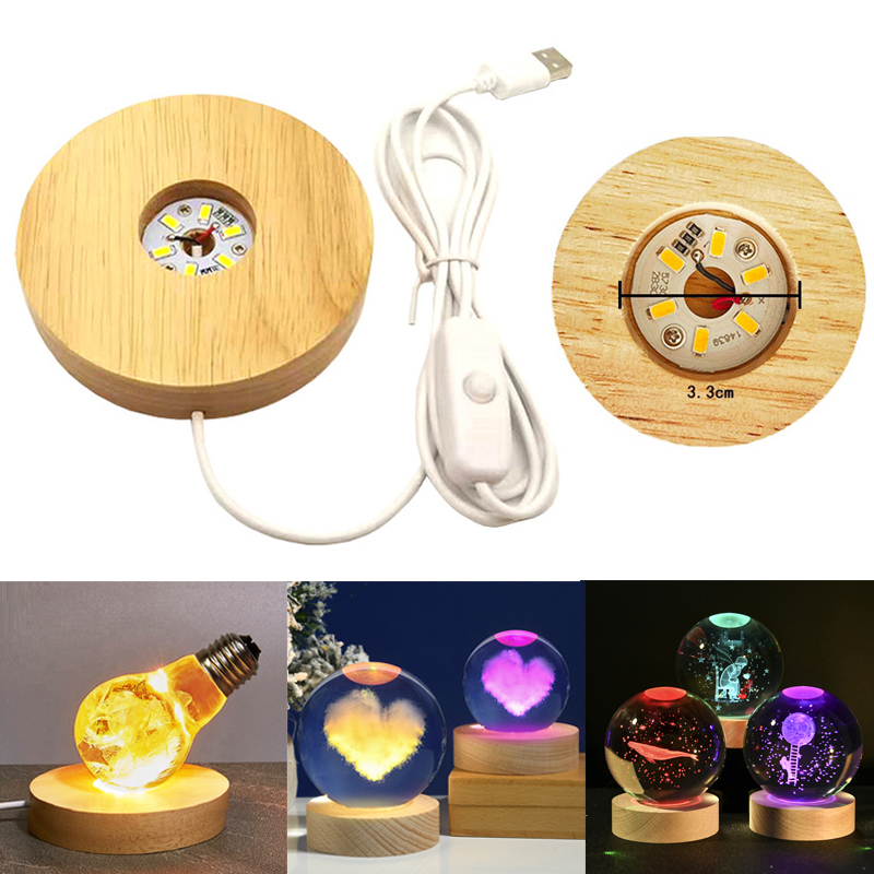 Lighting Decoration Stand - الراتنج الفن عرض جولة الخشب الملونة