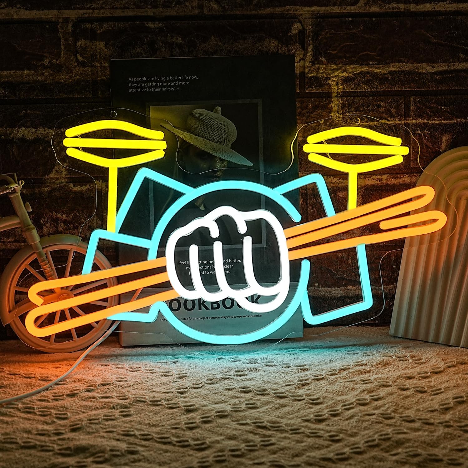 Led Lighting Wall Decor - لافتة نيون على شكل طقم طبول