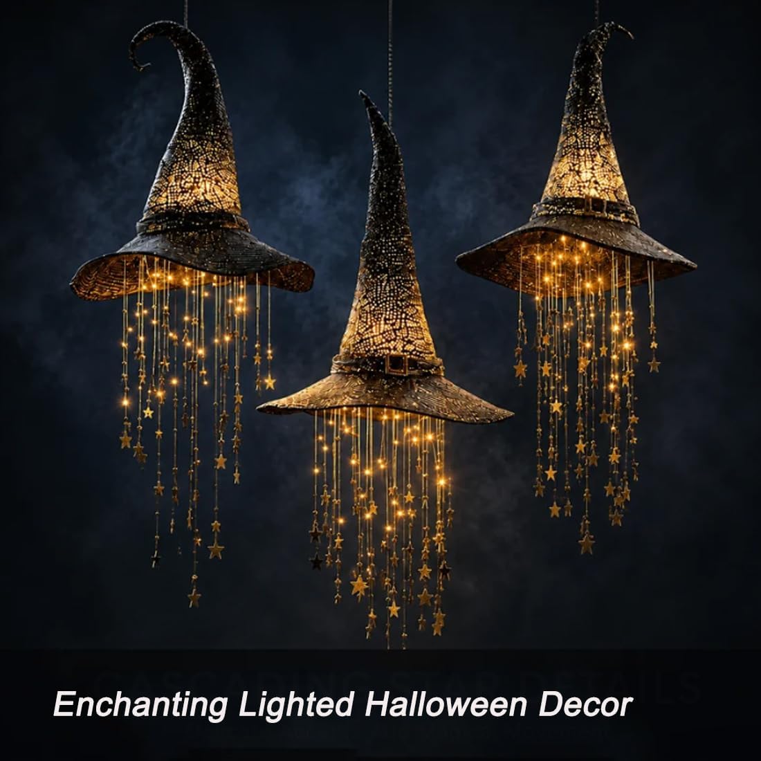 Outdoor Lighting Wedding Decor - قبعة ساحرة مضيئة معلقة مع أجراس