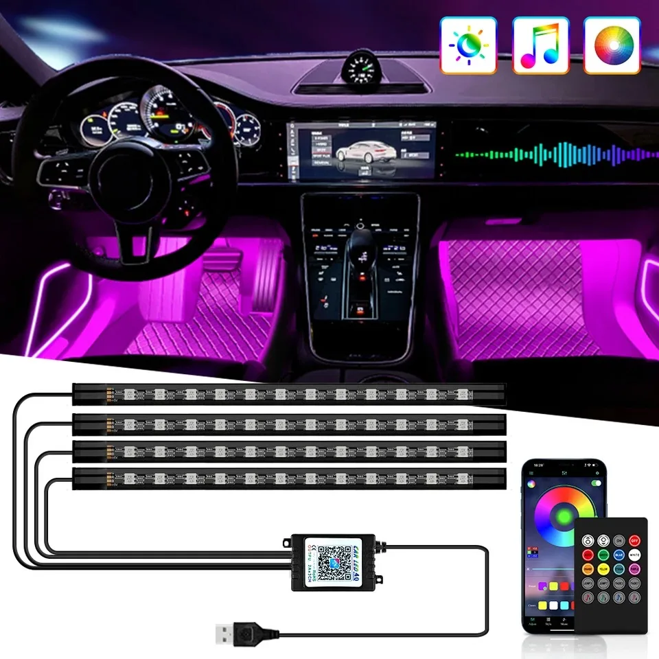 Lighting Bolt Decor - أضواء LED داخلية للسيارة بـ 48