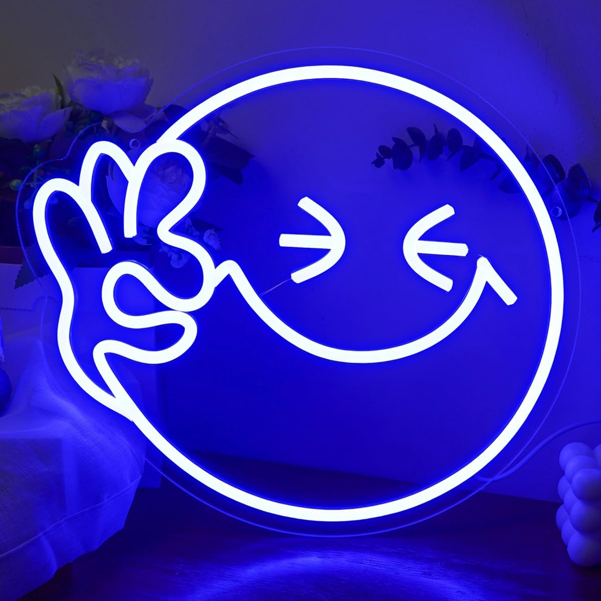 Ok Lighting Decor - الرموز التعبيرية ابتسامة موافق النيون USB
