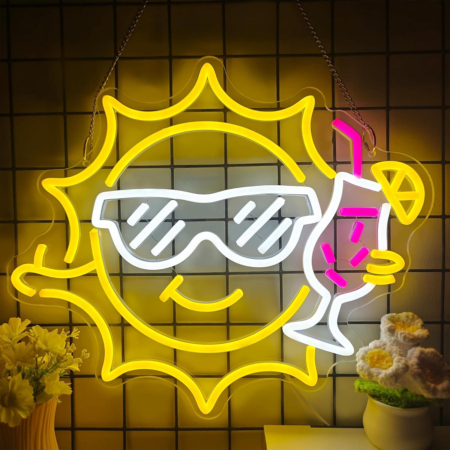 Led Lighting Wall Decor - لافتة نيون على شكل نظارات شمسية،