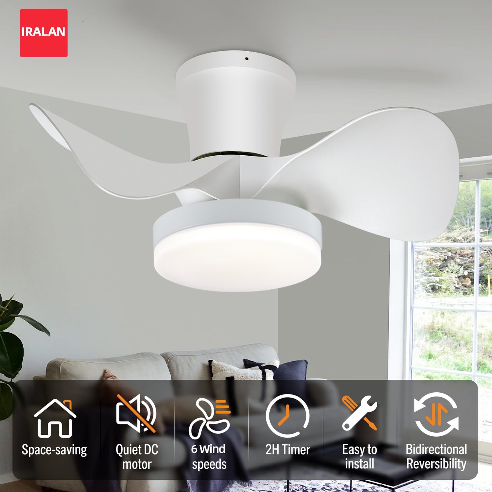 Decor Lighting Ceiling Fans - مروحة سقف عصرية 22 بوصة مع