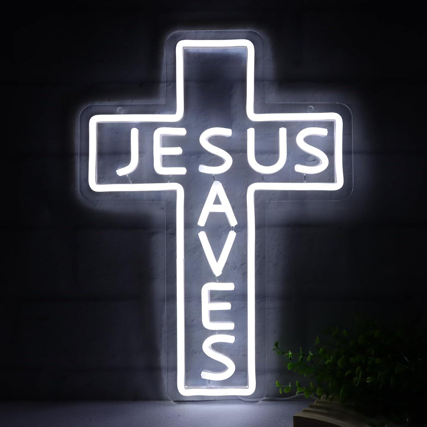 Led Lighting Wall Decor - لافتات نيون بتصميم صليب يحمل عبارة