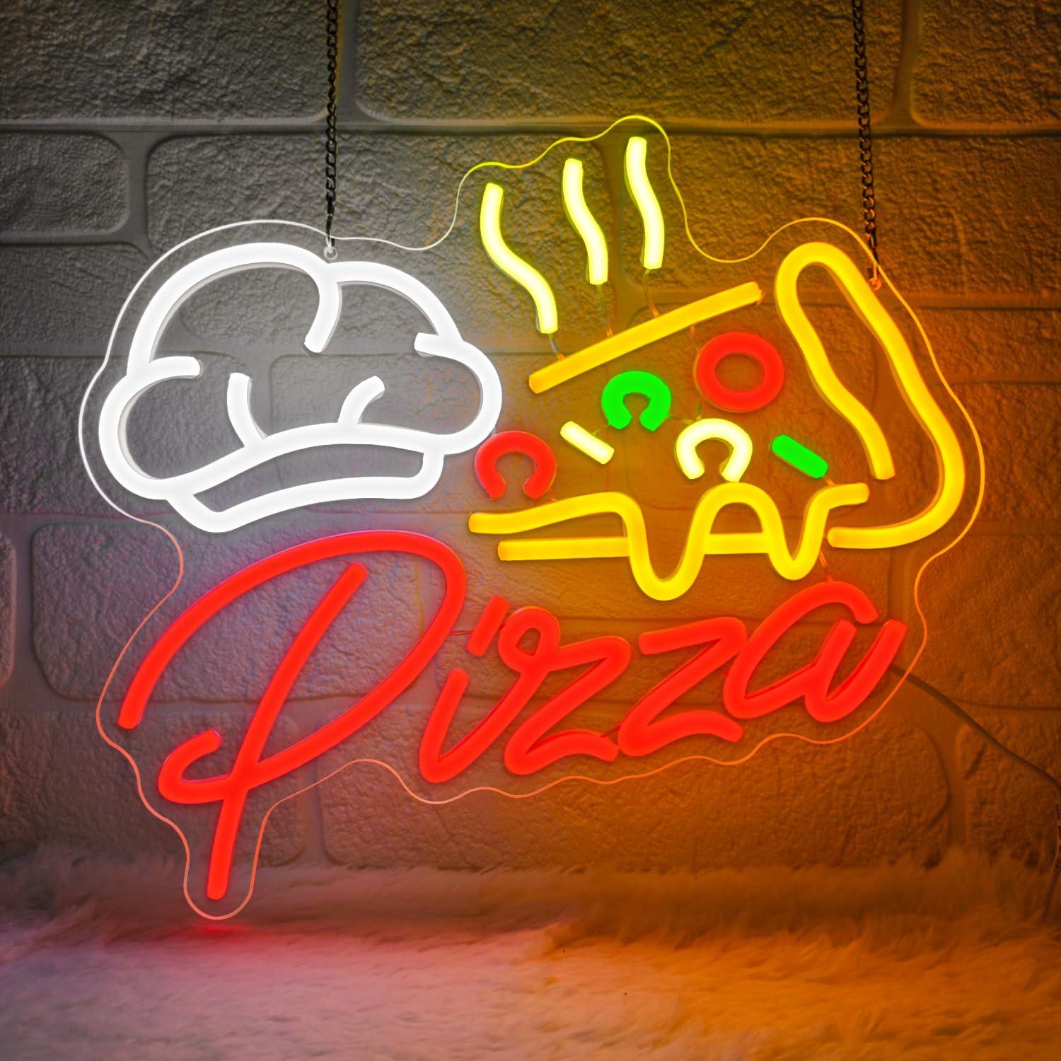Led Lighting Wall Decor - لافتة نيون للبيتزا، أضواء LED ملونة