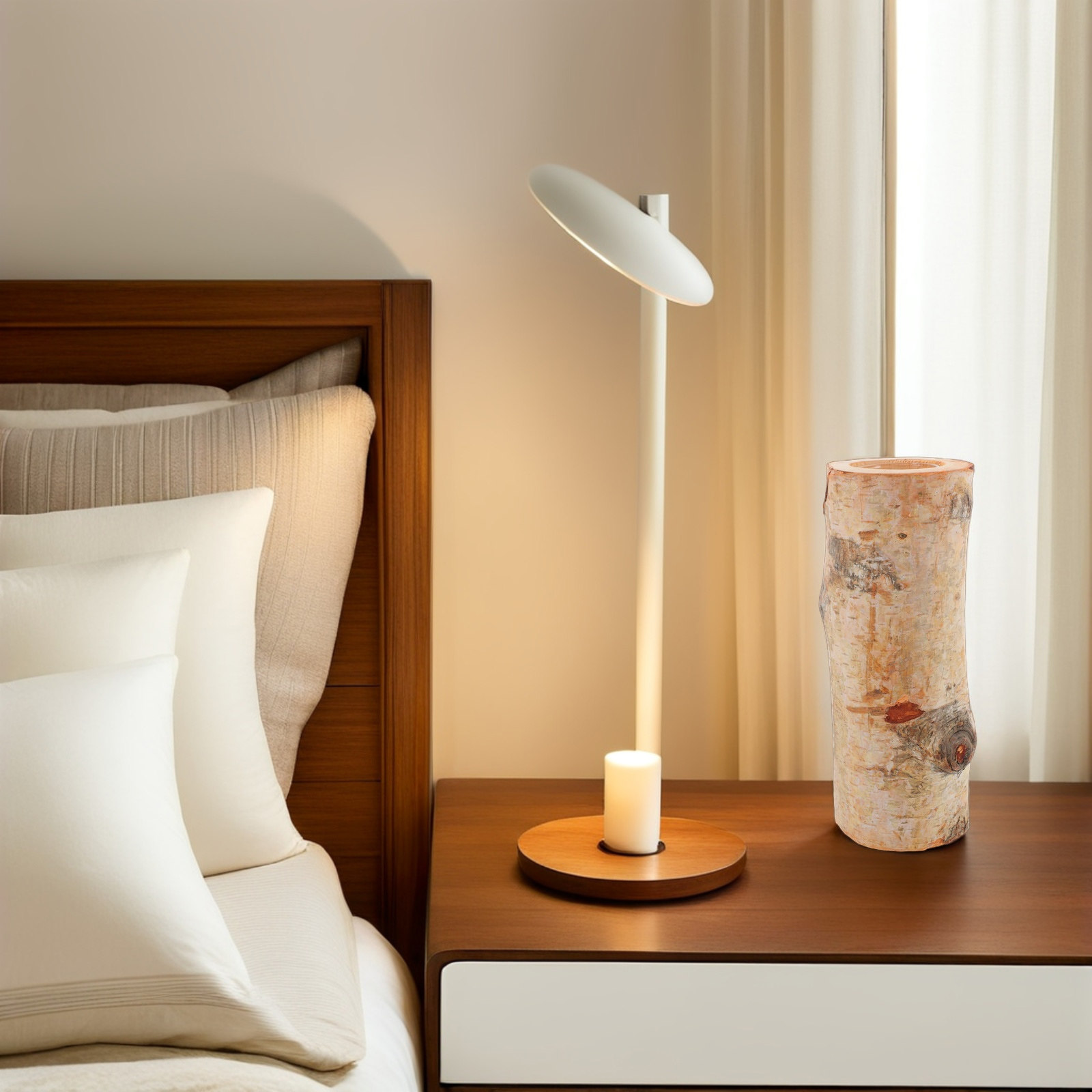 طقم حامل خشبي ريفي بتصميم جذع  - مراجعة Lighting Decoration Stand وسعره