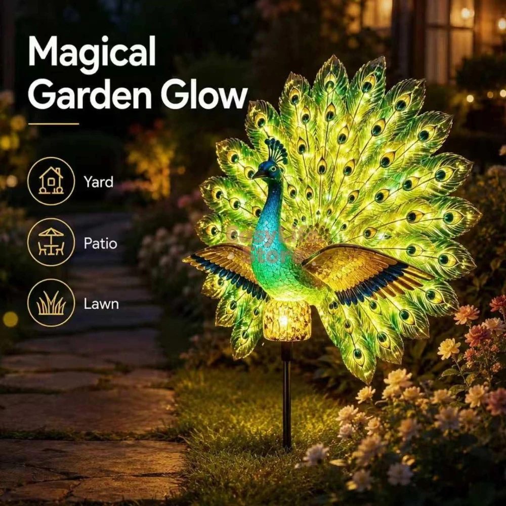 تمثال الطاووس الشمسي للحديقة،  - مراجعة Yard Lighting Decor وسعره