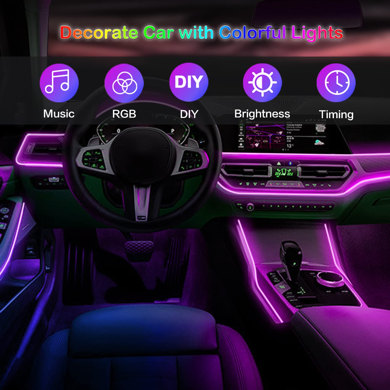 LED سيارة الداخلية المحيطة أضو - مراجعة Lighting Bolt Decor وسعره