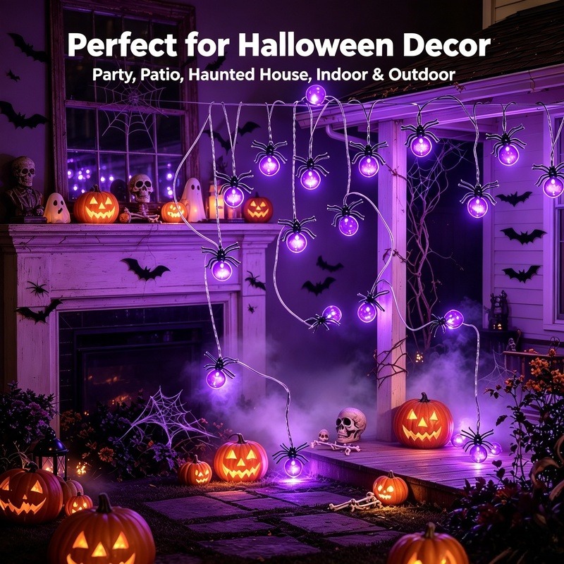 أضواء LED على شكل عنكبوت تعمل  - مراجعة Yard Lighting Decor وسعره