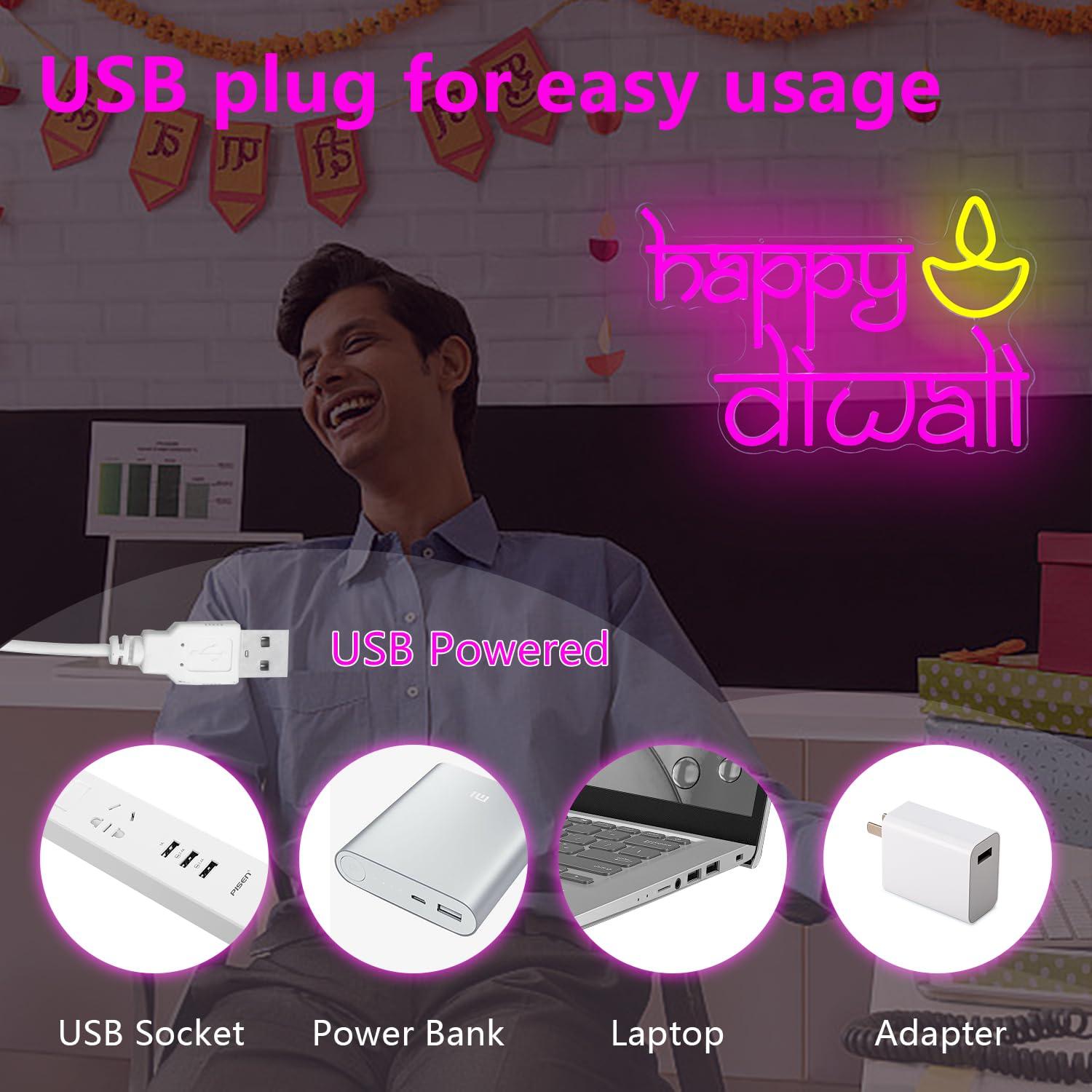 لافتة نيون لعيد ديوالي السعيد  - مراجعة Led Lighting Wall Decor وسعره