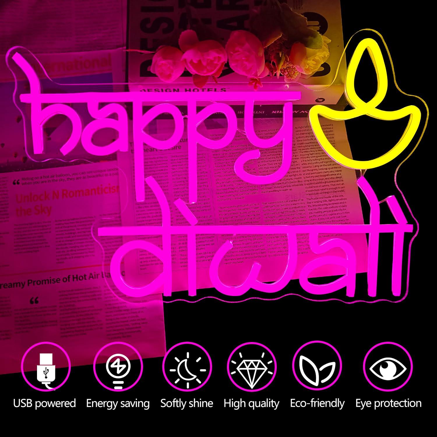 لافتة نيون لعيد ديوالي السعيد  - مراجعة Led Lighting Wall Decor وسعره