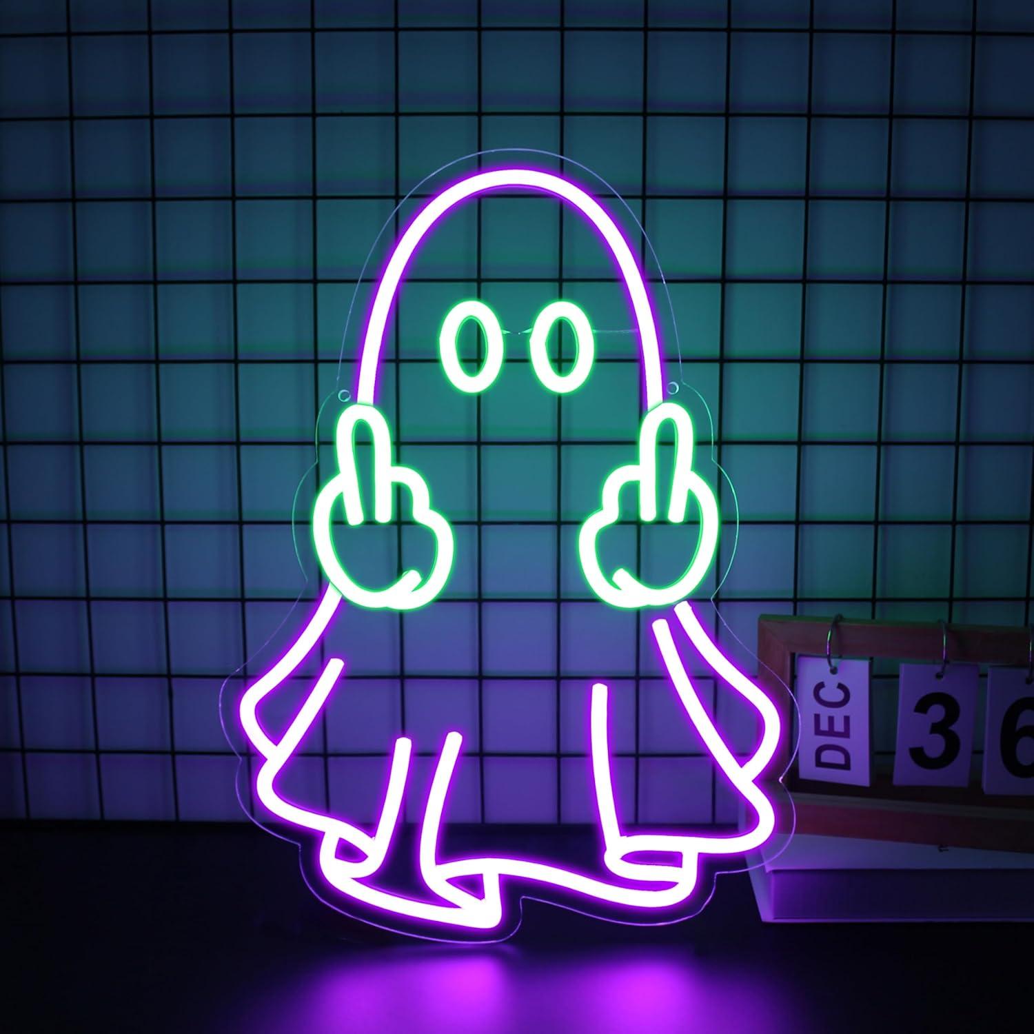 لافتة نيون على شكل شبح تعمل با - مراجعة Led Lighting Wall Decor وسعره