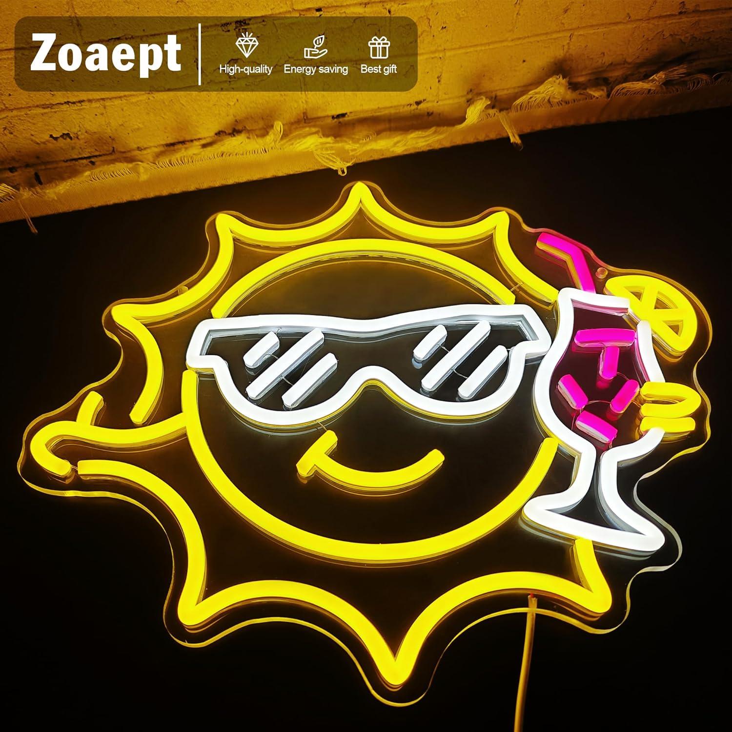 لافتة نيون على شكل نظارات شمسي - مراجعة Led Lighting Wall Decor وسعره