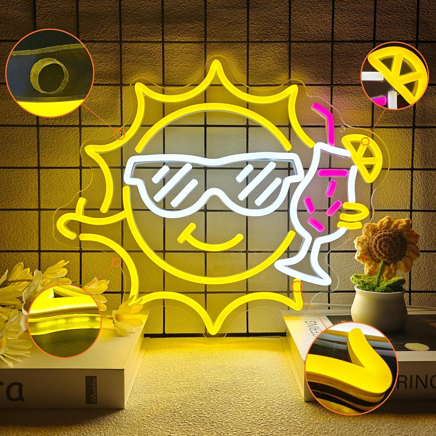 لافتة نيون على شكل نظارات شمسي - مراجعة Led Lighting Wall Decor وسعره