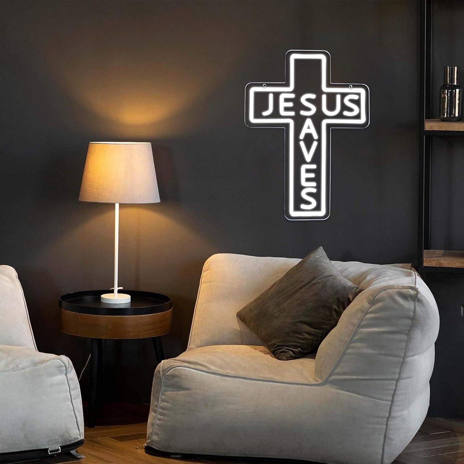 لافتات نيون بتصميم صليب يحمل ع - مراجعة Led Lighting Wall Decor وسعره