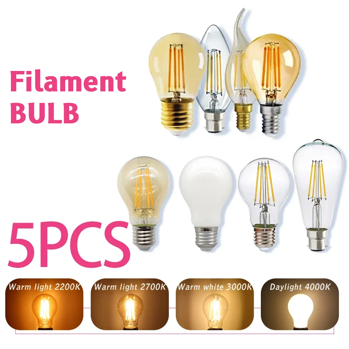 5 قطع مصابيح إديسون كلاسيكية E - مراجعة Vintage Lighting Decor وسعره