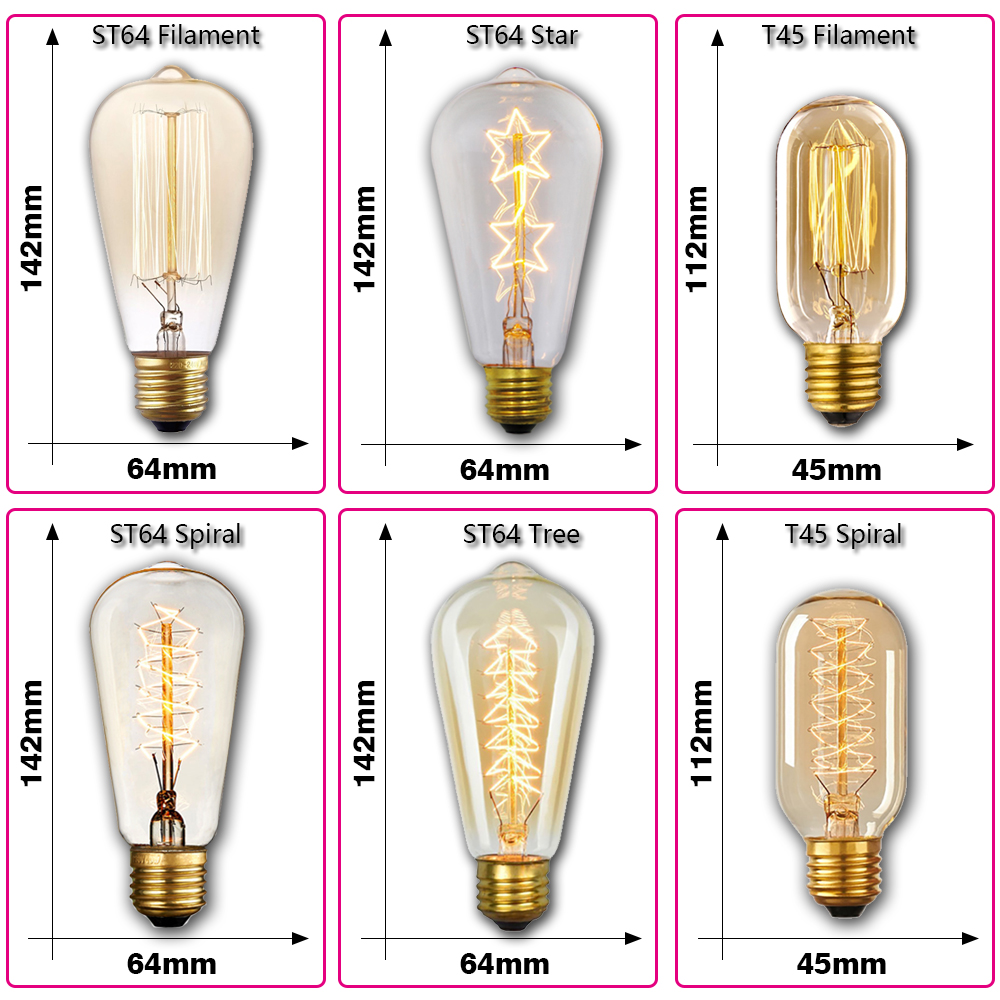 الرجعية اديسون ضوء لمبة E27 40 - مراجعة Vintage Lighting Decor وسعره