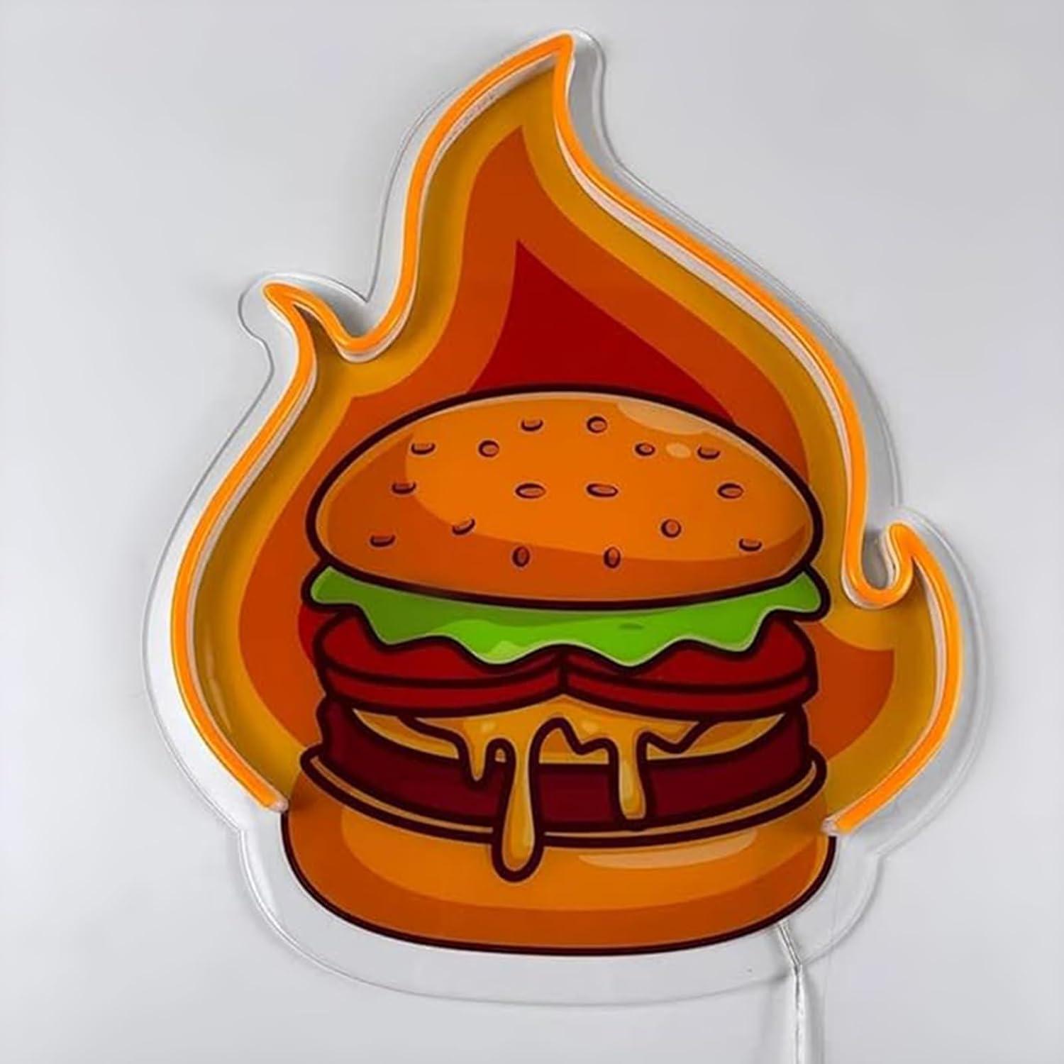 لافتة نيون LED على شكل برجر، إ - مراجعة Led Lighting Wall Decor وسعره